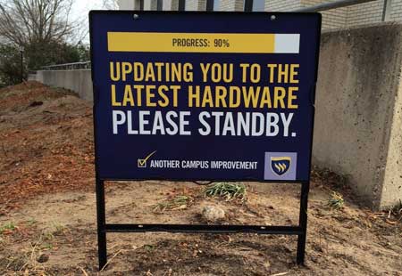 Texas Wesleyan campus improvement sign says, 